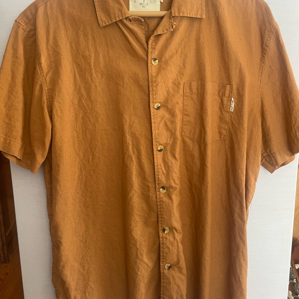WELD MFG Organic Cotten Burnt Orange Button-Up Shirt